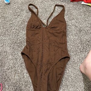 Women’s Brown Crochet One-Piece Swimsuit